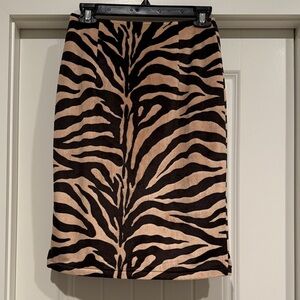 Animal Print Pencil Skirt - Black and Tan